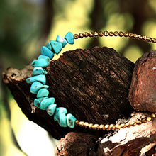 Load image into Gallery viewer, Turquoise Link Bracelet Gold Plated Hematite Beaded Adjustable Chain Minimalist Jewelry for Women 7’’