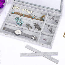 Load image into Gallery viewer, Wuligirl Ice Velvet Clear Lid 12 Grid Jewelry Organizer Box Tray Display Case Storage Bracelets Rings Earrings(12 Grid)