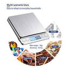 Load image into Gallery viewer, KUBEI Upgraded Large Range Small Kitchen Scale 1kg/0.01g, USB Charging Mini Food Electronic Scale, High Accuracy Cooking Scale, Pocket Scale with LCD Display