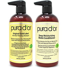 Load image into Gallery viewer, PURA D'OR Biotin Original Gold Label Anti-Thinning (16oz x 2) Shampoo & Conditioner Set, Clinically Tested Effective Solution w/ Herbal DHT Ingredients, All Hair Types, Men & Women (Packaging Varies)