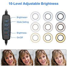Load image into Gallery viewer, Rovtop Selfie Ring Light Cellphone Holder Ring Light Stand Live Stream Makeup, 3 Light Modes 10-Level Brightness 360 Rotating for iPhone Android Cell Phone, Black