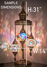 Load image into Gallery viewer, (16 Colors) Demmex 2020-3 Big Globes Magnificent Handmade Turkish Moroccan Mosaic Tiffany Table Desk Bedside Lamp Lampshade Night Accent Mood Light for North American Use, 31" Height (Brown Amber)