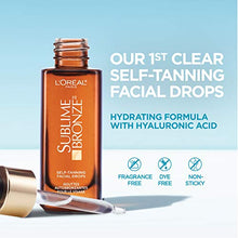 Load image into Gallery viewer, L'Oreal Paris Sublime Bronze Self Tan Drops for Face, Hyaluronic Acid, Self-Tanning Facial Drops, Buildable Tan, Customizable Sun-Kissed Glow, Gradual Tan, Fragrance-Free, 1 fl oz Packaging May Vary