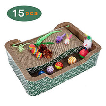Load image into Gallery viewer, MECOOL Cat Wide Scratch Lounge Scratching Cardboard Corrugated Bed Wavy Cat Scratcher Pads with Cat Toys