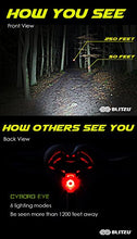 Load image into Gallery viewer, BLITZU Gator 390 USB Rechargeable LED Bike Light Set, Bicycle Headlight Front & Free Rear Back Tail Light. Waterproof, Easy to Install for Kids Men Women Road Cycling Safety Commuter Flashlight Black