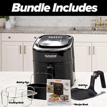 Load image into Gallery viewer, NUWAVE BRIO 6-Quart Digital Air Fryer cooking package with one-touch digital controls, 6 easy presets, precise temperature control, recipe book, basket divider, wattage control, and advanced functions like PREHEAT, REHEAT and more, also includes grill pan