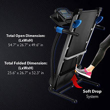 Load image into Gallery viewer, SereneLife Smart Digital Folding Treadmill - Electric Foldable Exercise Fitness Machine, Large Running Surface, 3 Incline Settings, 16 Preset Program, Sports App for Running & Walking (SLFTRD25)