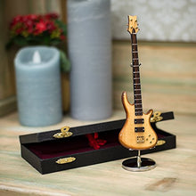 Load image into Gallery viewer, Broadway Gifts 7 in. Natural Wood Bass Electric Guitar Instrument Miniature Replica with Case