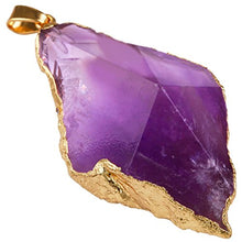 Load image into Gallery viewer, TUMBEELLUWA Natural Crystal Pendant Necklace Stone Faceted Gemstone Gold Plated Healing Irregular Handmade Jewelry for Women,Amethyst