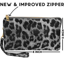 Load image into Gallery viewer, Humble Chic Vegan Leather Wristlet Wallets for Women, Phone Clutch or Small Purse Crossbody Bag, Black & White Leopard Print, Dark Grey, Light Gray, Monochrome, Neutral, Animal Printed, Cheetah
