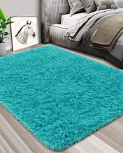 Load image into Gallery viewer, Foxmas Ultra Soft Fluffy Area Rugs for Bedroom Kids Room Plush Shaggy Nursery Rug Furry Throw Carpets for Boys Girls, College Dorm Fuzzy Rugs Living Room Home Decorate Rug, 3ft x 5ft, Turquoise Blue
