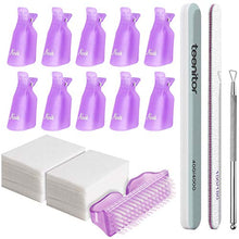 Load image into Gallery viewer, Teenitor Nail Polish Gel Remover Tools Kit with Nail Clips Nail Remover Pads Cuticle Pusher Nail Brushes Nail File Grits 120/180 Buffer Block Grits 400/4000, 6 Pack