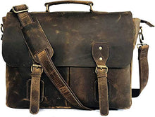 Load image into Gallery viewer, 18 Inch Vintage Handmade Leather Messenger Bag for Laptop Briefcase Best Computer Satchel School Distressed Bag (16 inch, Brown)