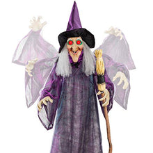 Load image into Gallery viewer, Best Choice Products 5ft Standing Animatronic Witch, Wicked Wanda Winterbeary Poseable Halloween Figure with Pre-Recorded Phrases, LED Glowing Eyes, Adjustable Arms