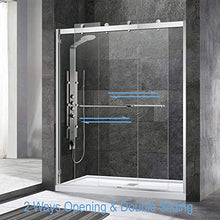 Load image into Gallery viewer, WOODBRIDGE SDD6076-B Frameless Shower Doors 56-60" Width x 76" Height with 3/8"(10mm) Clear Tempered Glass, 2 Ways Opening & Double Sliding Nickel Finish, Brushed Nickle