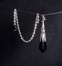 Load image into Gallery viewer, Natural Black Obsidian Pendulum Crystal Quartz Pendant Dowsing Tool,Chakra Reiki Meditation (Black Obsidian-Silver)