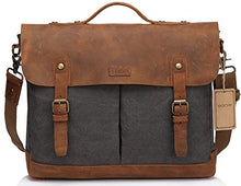 Load image into Gallery viewer, Leather Canvas Messenger Bag for Men,15.6 inch Laptop Vintage Satchel Business Briefcase Shoulder Bag
