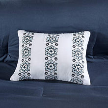 Load image into Gallery viewer, Intelligent Design Loretta Ultra Soft Brushed Microfiber Bohemian Boho Medallion Comforter and Sheet Set Bag Bedding, Queen, Navy 9 Piece