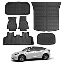 Load image into Gallery viewer, KIKIMO Tesla Model Y Floor Mats, Tesla Model Y 2020-2022 Accessories, All Weather Floor Mat Front Rear Cargo Liner Mat, Waterproof Anti-Slip Floor Mat Custom Fit for Tesla, Heavy Duty Floor Mats