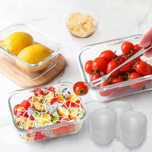 Load image into Gallery viewer, Glass Food Storage Containers Set, 62 Pack Storage Containers with Lids & BPA-free Disposable Plastic Portion Cups, Leak Proof Glass Meal Prep Containers, Airtight Bento Lunch Box with 10 Fruit Forks