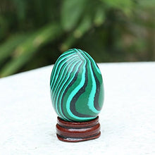 Load image into Gallery viewer, 2 Inches Malachite Gemstone Carved Eggs Polished Botryoidal Quartz Reiki Crafts Crystal with Wood Stand
