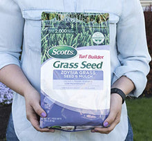 Load image into Gallery viewer, Scotts Turf Builder Grass Seed Zoysia Grass Seed and Mulch, 5 lb. - Full Sun and Light Shade - Thrives in Heat & Drought - Grows a Tough, Durable, Low-Maintenance Lawn - Seeds up to 2,000 sq. ft.
