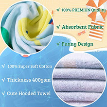 Load image into Gallery viewer, VOOVA & MOVAS Beach Bath Towel with Hood for Kids Toddlers Boys Girls 2 to 7 Years,Oversize Extra Size 50"x30",Super Soft Absorbent Cotton for Bath/Pool/Beach Swim Coverups Bathrobe,Dinosaur Theme