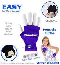 Load image into Gallery viewer, The Noodley Purple Small Toy Light Up Children LED Gloves Girls and Boys Funky Flashing Orange, Pink, and Blue - Kid Sized Ages 4,5,6,7 Year olds (Small, Purple)