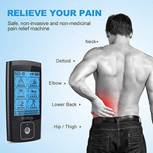 Load image into Gallery viewer, NURSAL Dual Channel EMS TENS Unit 24 Modes Muscle Stimulator for Pain Relief & Muscle Strength with 14 Pads, Rechargeable TENS Machine Pulse Massager with Storage Pouch/Pads Holder/Lanyard/Cable Ties