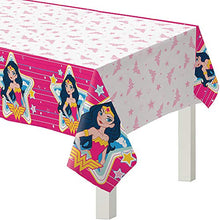 Load image into Gallery viewer, Party City Superstar Wonder Woman Birthday Tableware for 16 Guests, Superhero Plates, Napkins, Utensils, and Decorations
