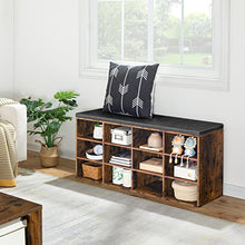 Load image into Gallery viewer, HOOBRO Shoe Storage Bench with Cushion, 39.4" Hall Tree, Coat Rack, Entryway Bench, 12 Cubbies, Holds up to 330 lb, Shoe Rack, Storage Cabinet for Bedroom, Hallway, Rustic Brown BF112HX01G1
