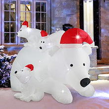 Load image into Gallery viewer, ShinyDec 6FT Polar Bear and Cubs Christmas Decoration Fun Santa Hats & Internal LED Lights, New Holiday Yard Inflatable for 2021, White