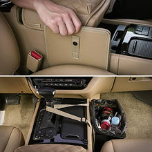Load image into Gallery viewer, KMMOTORS Foldable Car Garbage Can Patented Car Waste Basket Comfortable Multifuntional Vegan Leather and Oxford Clothes Car Organizer Car Trash Can (Medium, Beige)
