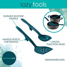 Load image into Gallery viewer, Rachael Ray Tools and Gadgets Flexi Turner and Scraping Spoon Set / Cooking Utensils - 2 Piece, Teal Blue
