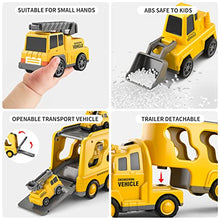 Load image into Gallery viewer, TEMI Construction Truck Toys Cars for Toddlers 3-5 - 7-in-1 Friction Power Vehicle Toy for 3 4 5 6 Year Old Boys, Carrier Transport Trucks for Kids 3-5 Years, Car Toys Set for Age 3-9 Boys & Girls
