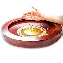 Load image into Gallery viewer, Brybelly Deluxe Wooden Roulette Wheel Set,18" Red/Brown Mahogany with Double-Zero Layout, Casino Grade Precision Bearings, Aircraft Aluminum Dish,Chrome-Plated Brass Turret Casino Game Night Essential (GROU-002)