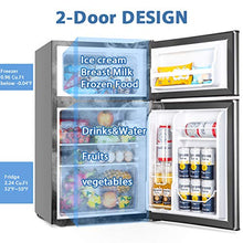 Load image into Gallery viewer, Euhomy Mini Fridge with Freezer, 3.2 Cu.Ft Compact Refrigerator with freezer, 2 Door Mini Fridge with freezer, Upright for Dorm, Bedroom, Office, Apartment- Food Storage or Drink Beer, Silver