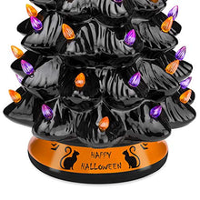 Load image into Gallery viewer, Best Choice Products Pre-Lit 15in Ceramic Tabletop Halloween Tree Holiday Decoration w/Orange & Purple Bulb Lights