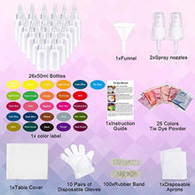 Load image into Gallery viewer, Tie Dye Kit,26 Colors Fabric Dye Kits for Kids, Adults and Groups with Rubber Bands, Gloves, Funnel, Apron,Table Covers and Spray nozzles Add Water Only for Party Gathering Festival User-Friendly