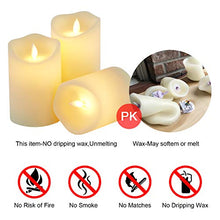 Load image into Gallery viewer, Flickering Flameless Candles Outdoor Waterproof Battery Operated Candle Led Candle Pillar Frosted Plastic Candle Set of 3 Include Realistic Dancing LED Flames and Remote Control (D:3.25"x H:4"5"6")
