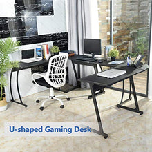 Load image into Gallery viewer, GreenForest L-Shaped Corner Desk 58.1'',Computer Gaming Desk PC Table,Home Office Writing Workstation 3-Piece,Black