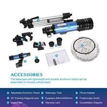 Load image into Gallery viewer, Aomekie Kids Telescope for Adults Astronomy Beginners 70mm Refractor Telescopes with Adjustable 51inch Tripod Phone Adapter Finderscope Erect-Image Diagonal and Moon Filter
