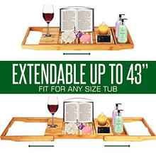 Load image into Gallery viewer, SereneLife Luxury Bamboo Bathtub Caddy Tray, Wood Brown