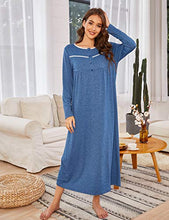 Load image into Gallery viewer, Ekouaer Womens Nightdress Sleepwear Long Ankle Length Nightgowns Sleepshirts Navy Blue
