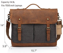 Load image into Gallery viewer, Leather Canvas Messenger Bag for Men,15.6 inch Laptop Vintage Satchel Business Briefcase Shoulder Bag