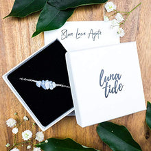 Load image into Gallery viewer, Blue Lace Agate Bead Bar Bracelet in 925 Sterling Silver - Genuine Gemstone