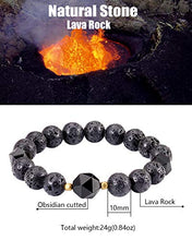 Load image into Gallery viewer, Lightock Lava Rock Obsidian Bracelet for Men Women Essential Oil Diffuser Yoga Bracelets Bangle Stone Beads 10mm Unisex