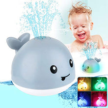 Load image into Gallery viewer, Baby Bath Toys, Light Up Baby Pool Toy with LED Light Whale Spray Water Toy for Toddlers Kids, Induction Sprinkler Bathtub Toys Bathroom Shower Swimming Pool Outdoor Water Toy(Gray)