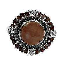 Load image into Gallery viewer, Carillon Chocolate Moonstone Natural Gemstone Halloween Jewelry Round Shape 14K White Gold Ring For Women for Men
