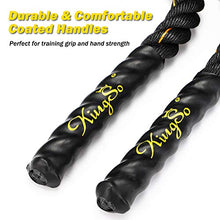 Load image into Gallery viewer, KINGSO Battle Rope 1.5 Inch Heavy Battle Exercise Training Rope 30ft Length Workout Rope 100% Dacron Fitness Rope for Strength Training Home Gym Outdoor Cardio Workout, Anchor Included